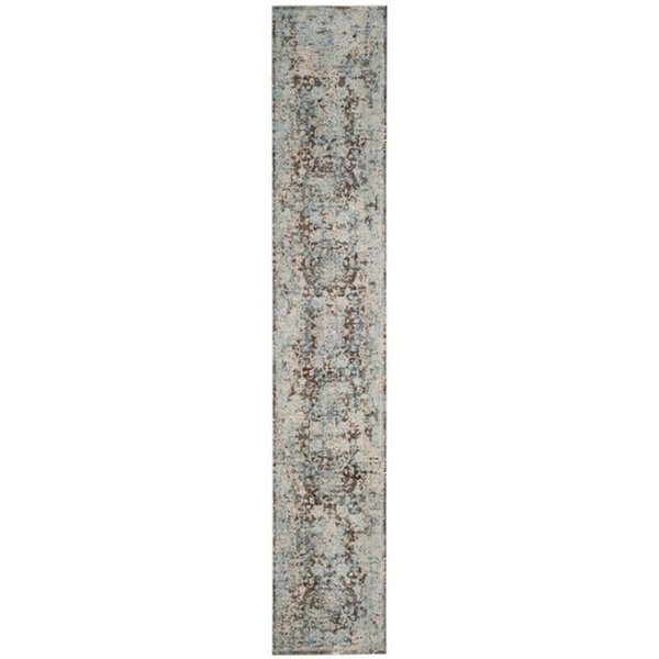 Flowers First 2 ft. 2 in. x 12 ft. Vintage Persian Power Loomed Runner Rug, Brown & Light Blue FL1888001